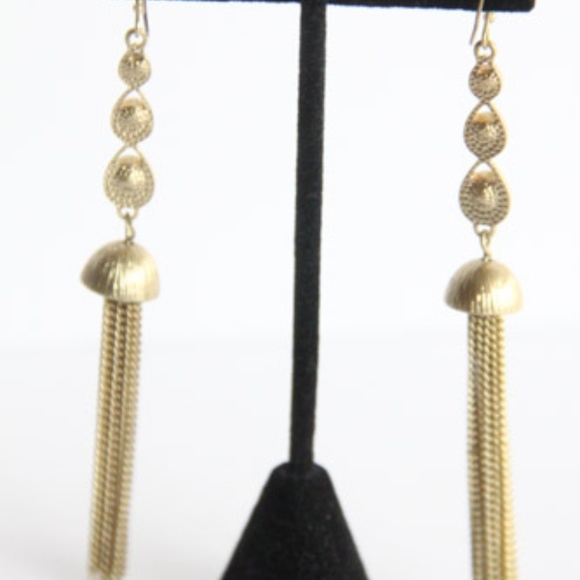 Lia Sophia Cubic Zirconia Earrings NEW Women Long Gold Tassels Jewelry - Picture 6 of 6